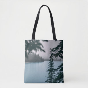 GREEN-LEAFED TREE NEAR BODY OF WATER TOTE BAG
