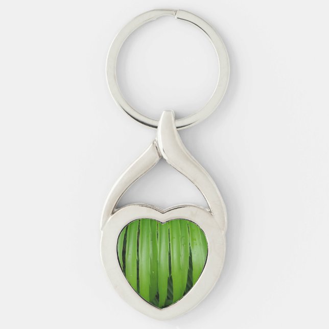Green Leafs Heart Keychain (Front)