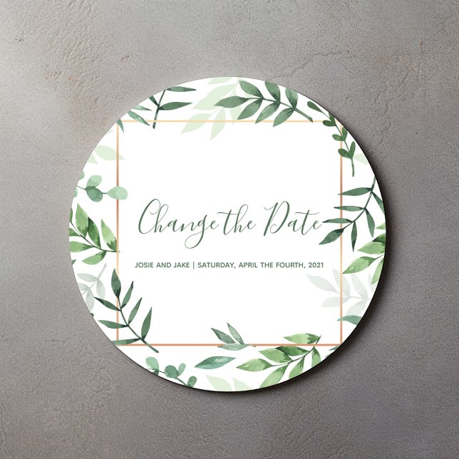 Green leafy Change the date wedding envelope seal (Creator Uploaded)