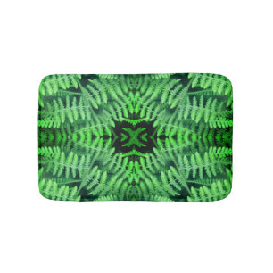 Green Leafy Ferns Abstract       Bath Mat