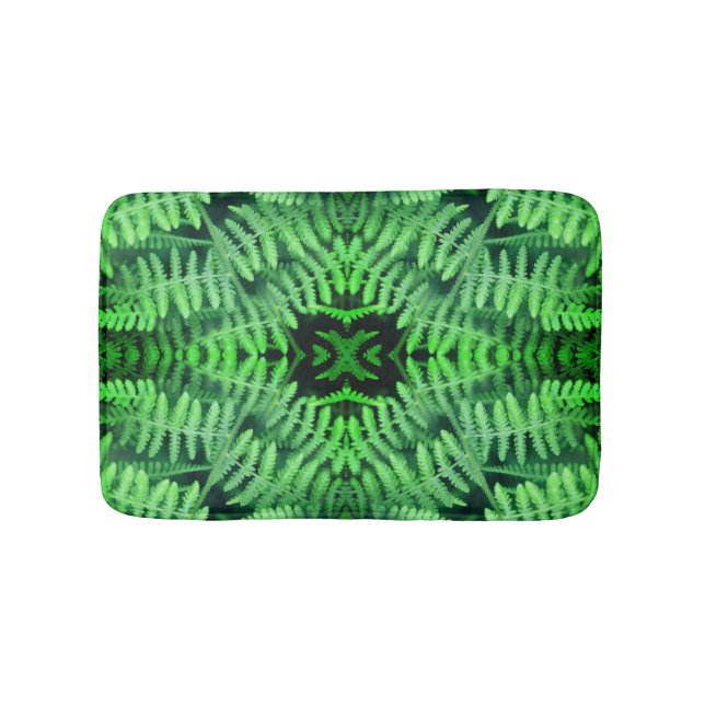 Green Leafy Ferns Abstract       Bath Mat (Front)