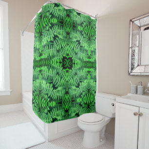 Green Leafy Ferns Abstract       Shower Curtain