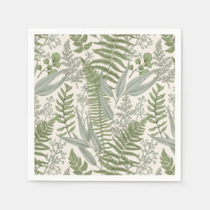 Green Leafy Garden Floral Pattern Napkin