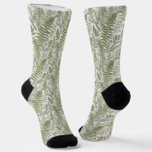Green Leafy Garden Floral Pattern Socks