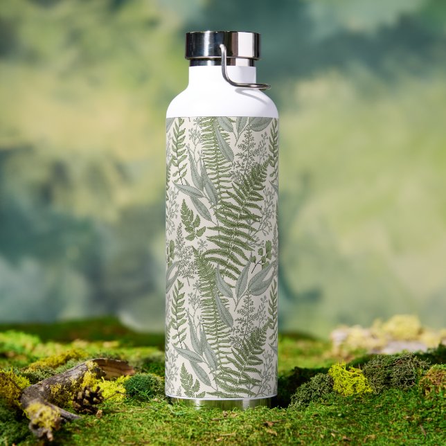 Green Leafy Garden Floral Pattern Water Bottle (Outdoor)