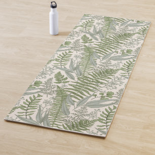 Green Leafy Garden Floral Pattern Yoga Mat