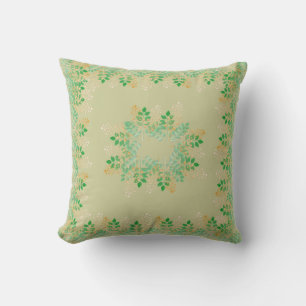 Green Leafy Gold Floral Cushion