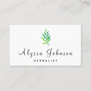 Green Leafy Plant Herbalist Homaeopathy Minimalist Business Card