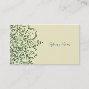 Green Leafy Symmetry Mandala Business Card
