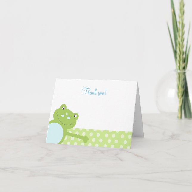 Green Leap Frog Folded Thank you note (Green) (Front)