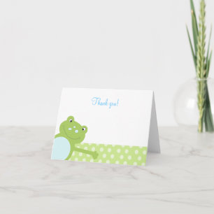 Green Leap Frog Folded Thank you note (Green) Card