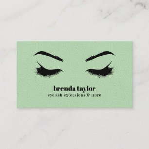 GREEN LEATHER chic Eyelash Browbar professional Business Card