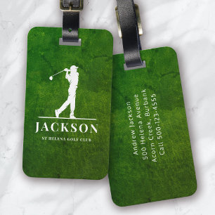 Green Leather Effect Personalised Monogram Golfer Luggage Tag