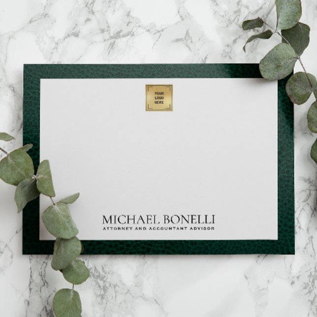 Green Leather Gold SQUARE Logo Monogram Card (Creator Uploaded)