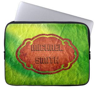 Green Leather Laptop Sleeve
