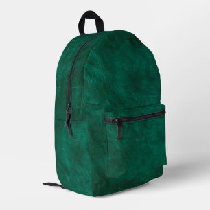 Green Leather Printed Backpack