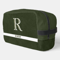 Green Leather Texture Trim White Monogram Name  