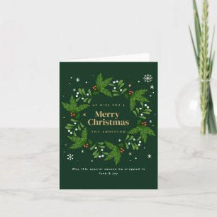 Green Leave Snowflake Merry Christmas Card