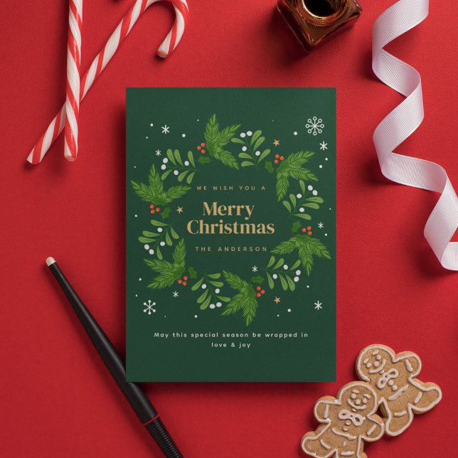 Green Leave Snowflake Merry Christmas Invitation (Creator Uploaded)