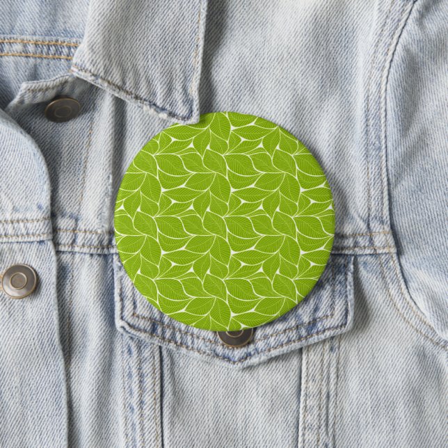 Green leaves 10 cm round badge (In Situ)