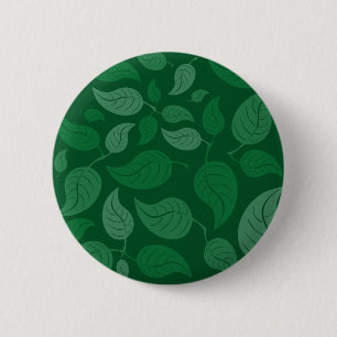 Green leaves 6 cm round badge