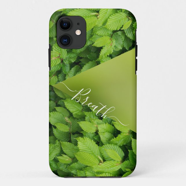 Green leaves abstract monogram iphone cases (Back)