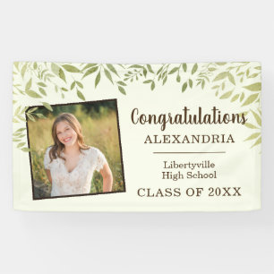 Green Leaves and Photo Graduation Welcome Banner
