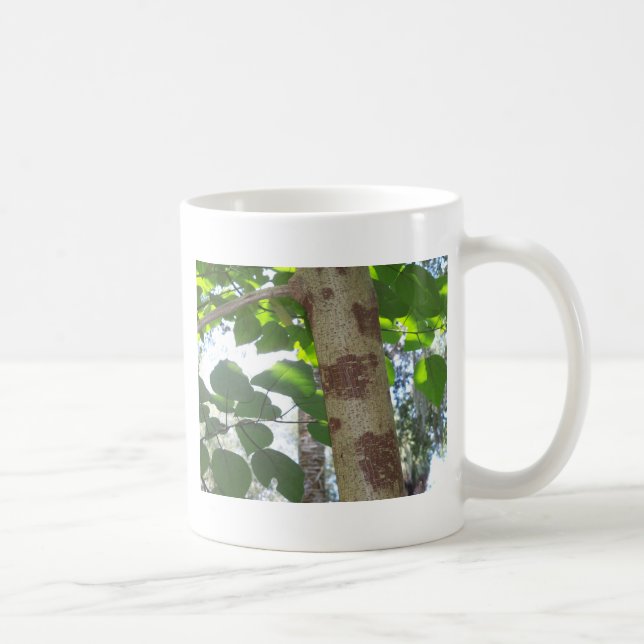 green leaves and tree trunk with cool bark coffee mug (Right)