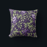 Green Leaves and Wisteria Floral Pattern Cushion<br><div class="desc">Seamless pattern of lush green leaves and delicate purple wisteria flowers on a dark purple background, creating an elegant, floral design.</div>