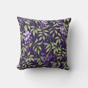  Green Leaves and Wisteria Floral Pattern Cushion