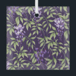 Green Leaves and Wisteria Floral Pattern Glass Tree Decoration<br><div class="desc">Seamless pattern of lush green leaves and delicate purple wisteria flowers on a dark purple background,  creating an elegant,  floral design.</div>