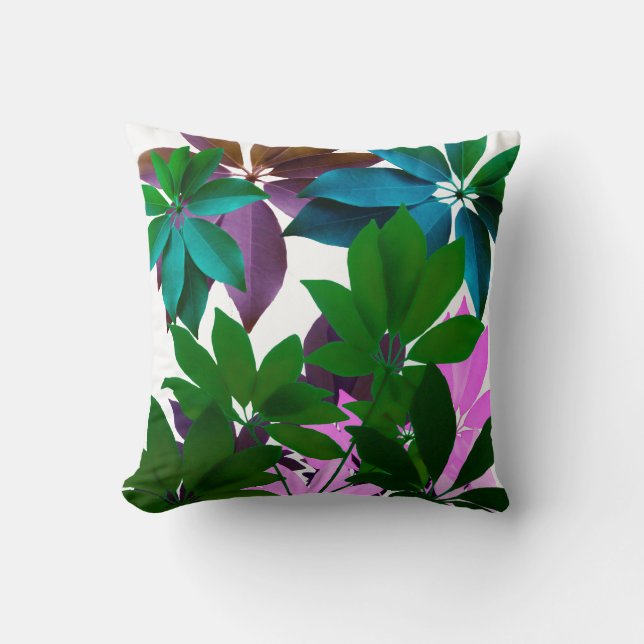 Green Leaves Art Throw Cushion (Front)