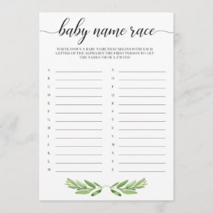 Green Leaves Baby Shower Baby Name Race Game
