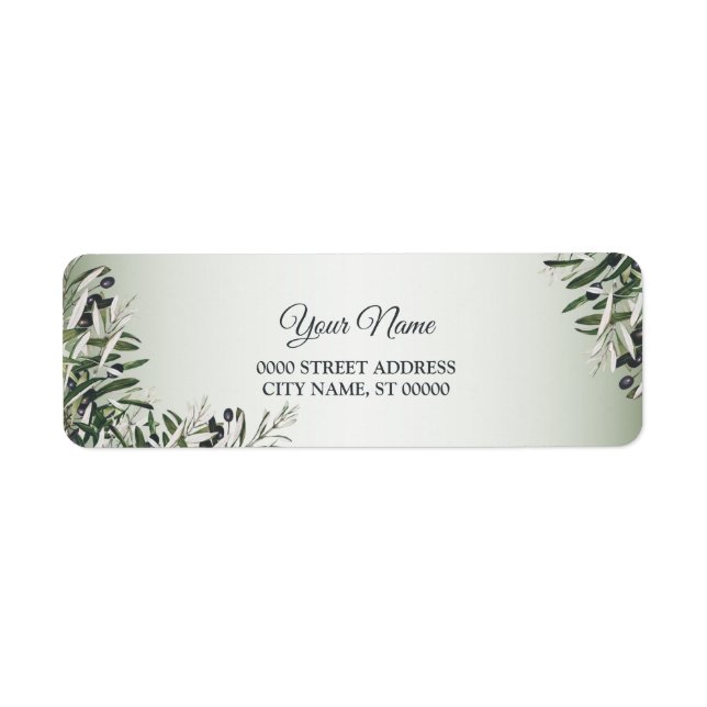 Green Leaves Black Olive Wedding Return Address (Front)