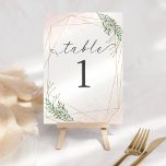 Green Leaves & Blush Table Number<br><div class="desc">Gorgeous leafy look with gold frame accents and blush mist to wow your guests!</div>