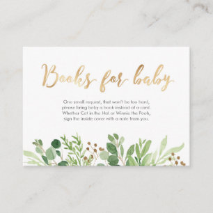 Green leaves Books for baby Baby Shower Card