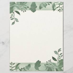 Green Leaves Border Stationery Custom Letterhead
