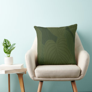 Green Leaves Botanical Nature Pattern Cushion