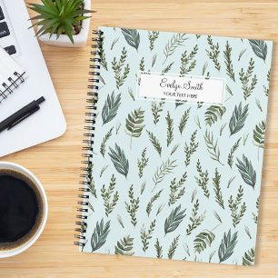 Green Leaves Botanical Pattern Notebook
