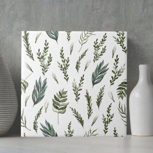 Green Leaves Botanical Pattern Tile