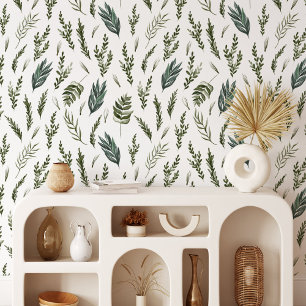 Green Leaves Botanical Pattern Wallpaper
