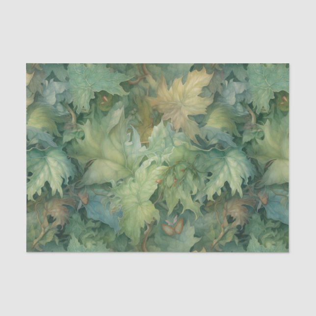 Green Leaves Botanical Tissue Paper (Front)