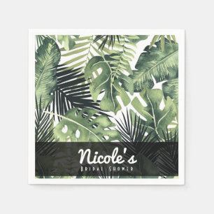 Green Leaves Botanical Tropical Plants Wedding Napkin