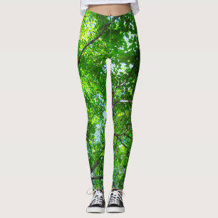 Green Leaves, Branches and Blue Sky Leggings