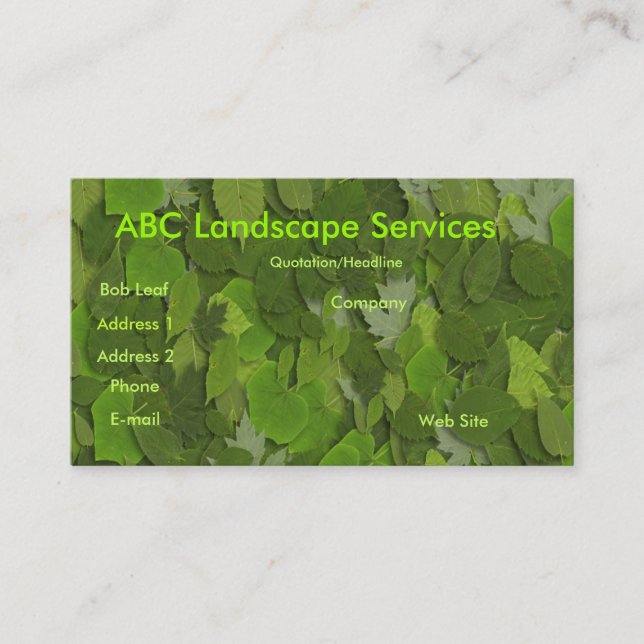 Green leaves business card (Front)