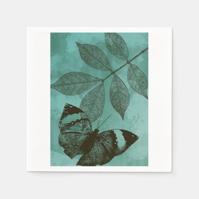 Green Leaves Butterfly Napkin (Front)