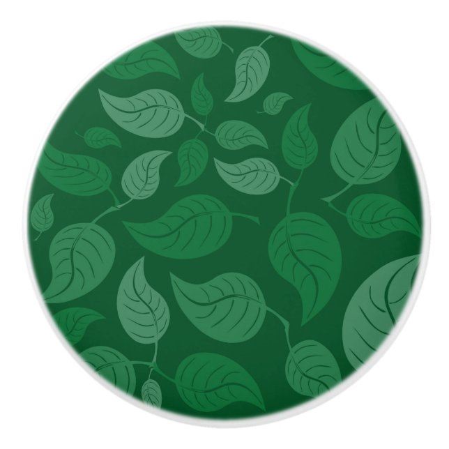 Green leaves ceramic knob (Front)