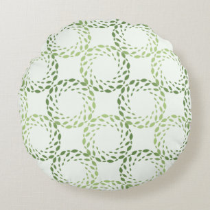 Green Leaves Circular Pattern Design Round Pillow