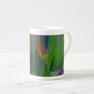 Green Leaves Close-Up Bone China Mug