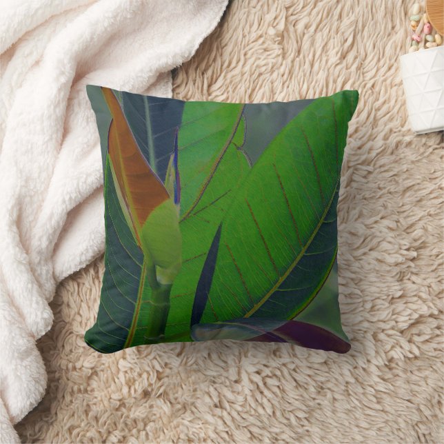 Green Leaves Close-Up Cushion (Blanket)